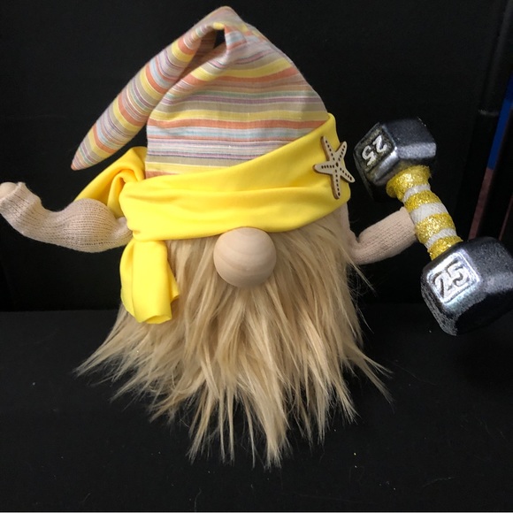 Muscle Beach Gnome Sun Sand Starfish Yellow Orange Tan White Cream Blue - Picture 3 of 6